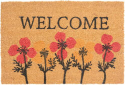 MagicHome Lábtörlő, MagicHome, Welcome felirat virágokkal, 40 x 60 cm, kókuszrost felület, PVC hátlap, bejárati ajtóhoz (TC2211849)