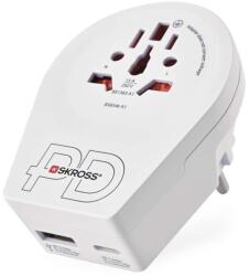 SKROSS Adaptor universal de călătorie pentru străini în Europa Centrală, 1×USB-C, 1×USB-A