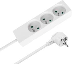 Rebel Prelungitor cu 3 prize, 2 m, tip francez, fără întrerupător (3x1, 5 mm) Rebel, alb (L-URZ3196-2-B)