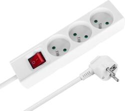 Rebel Prelungitor cu 3 prize, 2 m, tip francez, cu întrerupător (3x1, 5 mm), Rebel, alb (L-URZ3195-2-B)