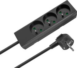 Rebel Cablu prelungitor 3 prize 2 m tip francez, fără întrerupător (3x1, 5 mm) Rebel, negru (L-URZ3198-2-B)
