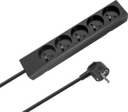 Rebel Prelungitor cu 5 prize, 2 m, tip francez, fără întrerupător (3x1, 5 mm), Rebel, negru (L-URZ3531-2-B)