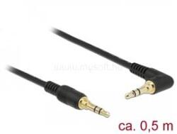 Delock Sztereó Jack Kábel 3, 5 mm 3 tűs férfi > férfi szögben hajlított 0, 5m fekete (DL85564) (DL85564)