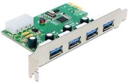 Delock PCI-E x1 Bővítőkártya 4x külső USB 3.2 Gen 1 Type-A female port (DL89363) (DL89363)