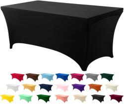 Utopia Kitchen Elasztikus Asztalabrosz, Fekete, 4 Lábas Asztalhoz (122 cm), Poliészter és Spandex, Géppel Mosható, Gyűrődésmentes, 1 db