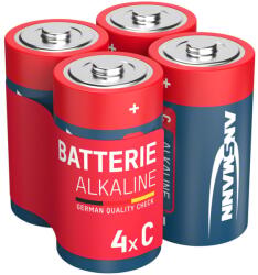 ANSMANN LR14 Baby C 1, 5V alkáli elem - 4 db-os csomag, tartós teljesítmény (LR14)