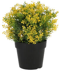  Cserepes művirág zöld száron apró sárga levelek, 21 cm (2030Y (Cymbidium))