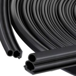 TYPEC Cheder Autoadeziv din Cauciuc Romon 10 m x 10 mm x 10 mm, Bandă de Etanșare și Izolare Termică și Fonică pentru Uși și Ferestre, Rosturi 4-9 mm, Negru