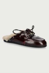 Posa női bőr ppapucs Boat Loafer Mule - burgundia Női 36