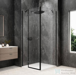 SAPHO GLOBE GUN METAL nyílóajtó oldalfallal 900x900mm, balos, transzparent üveg (GB1090-3315LGM) (GB1090-3315LGM)