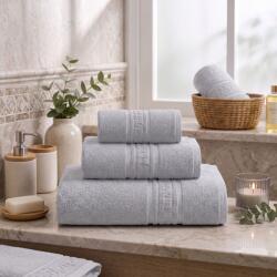 Ralex Pucioasa Prosop baie 70x140 cm Bumbac 100%, Greek Border 500 grame/mp, Gri Deschis (100.279-105621) Prosop