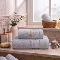 Ralex Pucioasa Set 2 prosoape baie 70x140 cm și 50x90 cm Bumbac 100%, Greek Border 500 grame/mp, Gri Deschis (25.S-105621) Prosop