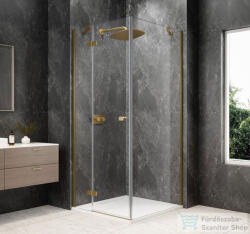 SAPHO GLOBE GOLD MATT nyílóajtó oldalfallal 900x900mm, balos, transzparent üveg (GB1090-3315LG) (GB1090-3315LG)