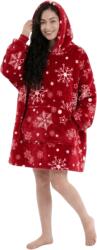  Patura cu maneci si gluga, imitatie de miel SNOWFALL, rosie Patura