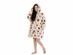  Patura cu maneci si gluga, imitatie de miel WINTER HEARTS, colorata Patura