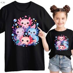  Gyerek Póló Fekete Axolotl Axolot Édes Halak 3XS 92 cm