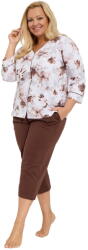 Cornette pijama damă cu nasturi 162/498 Simone PLUS alb-maro: 5XL (34699 5XL)
