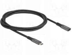 Delock Kábel; kétirányú; Usb C aljzat, USB C dugó; aranyozott; 1m; 100W (80022)