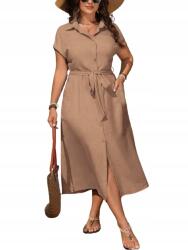 Shein Bézs Ruha Plus Size Gallérral És Övvel 48 1JA