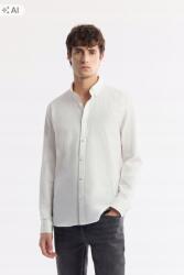  Fehér Regular Fit Férfi Ing Gombos Gallérral L 5AA (B002034/Beyaz)