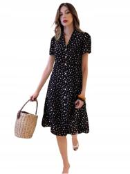 Shein Fekete Virágos Ruha Ujjú MIDI Ruha 36 1JA ( sz25043059899838365)