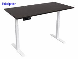  Elektromosan állítható magasságú íróasztal, PREMIUM PRO, 4 memóriás, 3 láb szegmens, USB, FEHÉR íróasztal - Eukaliptusz színű, 120x60cm méretű asztallappal