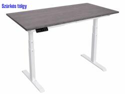  Elektromosan állítható magasságú íróasztal, PREMIUM PRO, 4 memóriás, 3 láb szegmens, USB, FEHÉR íróasztal - Szürkés tölgy színű, 120x60cm méretű asztallappal
