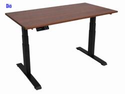  Elektromosan állítható magasságú íróasztal, PREMIUM PRO, 4 memóriás, 3 láb szegmens, USB, FEKETE íróasztal - Dió színű, 137x80cm méretű asztallappal