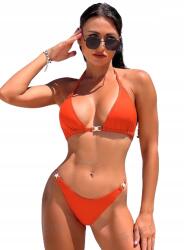 Shein Fürdőruha Bikini Fürdőruha Narancssárga Sima L Csónak