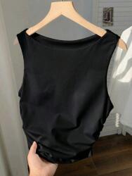Shein Fekete Elegáns Pamut Vállpántos Felső Xs 1MA