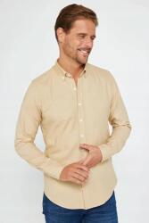  Férfi Ing Casual Bézs Hosszú Ujjú Gallérral M 5GA (DR230024-100)