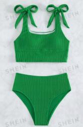 Shein Bikini Jelmez Kétrészes Bordázott Zöld L Fej
