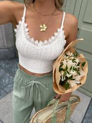 Shein Fehér Vállpántos Felső Áttört Casual Mintával 40/42 1MA