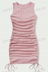 Shein Bordázott Ruha Nyári Rózsaszín Mini 40/42 Lbz
