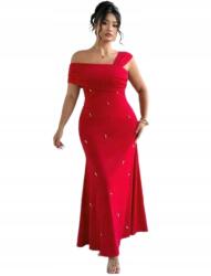 Shein Plus Size Piros Ruha Elegáns Nyitott Vállú 44 1HI