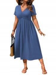 Shein Kék Ruha Plus Size MIDI V-nyakkivágással 46 1HA