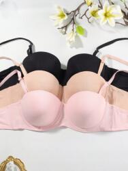 Shein Sima Merevített Push Up Melltartó 3 Pak L 1MA
