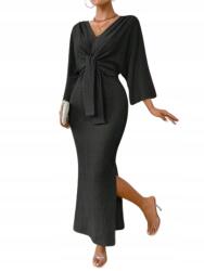 Shein Fekete Ruha Elegáns MIDI Megkötővel És Ujjakkal 3/4 40/42 1HL
