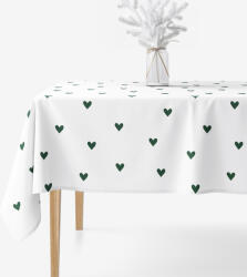 Goldea față de masă 100% bumbac - inimioare verde închis pe alb 100 x 140 cm Fata de masa