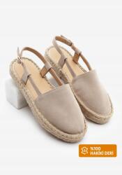  Női Espadrilles Velúr Textúrával Bézs Zsinóros Talppal 40 5GA