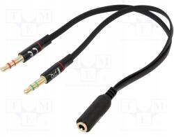 Delock Kábel; Jack 3, 5mm 3pin dugó x2, Jack 3, 5mm 4pin aljzat; 0, 2m (65967)