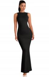 Shein Fekete Hosszú Ruha Elegáns Egyenes Sima Anyagból 38 1HM