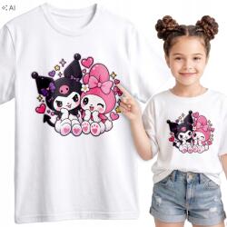  Gyerek Póló Fehér Kuromi My Melody Mese Cicák Aranyos S 128 cm