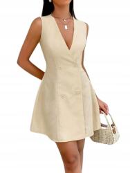 Shein Bézs Női Ruha Elegáns, Mély Nyakkivágással XL 1HM (SZ2412067477907787)