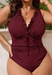 Shein Bordó Egyrészes Fodros Fürdőruha Plus Size 48 1MA