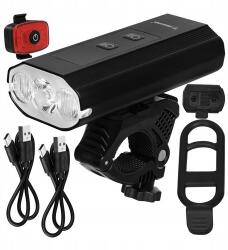 Trizand 1300 lumen fényerejű Led kerékpárlámpa hátsó lámpa, Usb C (Lampka rowerowa LED 1300lm + tylna Trizand)