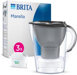 BRITA Cană filtrantă BRITA Marella grafit (2.4l) incl. 3 cartușe MAXTRA PRO Pure Performance - cană filtrantă potrivită pentru frigider cu BRITA Memo, capac pliabil, filtrează impuritățile - 126858 (1051937