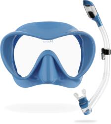 CRESSI Masca de scufundare Cressi F1 - Lentila din sticla fara ceata, ochelari de scufundare - Janta ergonomica din silicon, masca pentru snorkel - Set snorkel uscat si snorkel - Metal albastru - Set combina