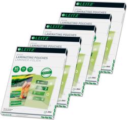 Leitz Folii laminate la cald Leitz A4 80 mic, 5 pachete a câte 100 bucăți, folii laminate de înaltă calitate cu colțuri rotunjite, transparente, lucioase, pentru utilizare acasă sau la birou, 74330000 (7433