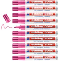 edding Marker permanent edding 3000 - roz - 10 pixuri - vârf rotund 1, 5-3 mm - marker permanent cu uscare rapidă - impermeabil, rezistent la pete - pentru carton, plastic, lemn, metal - marker universal - 4